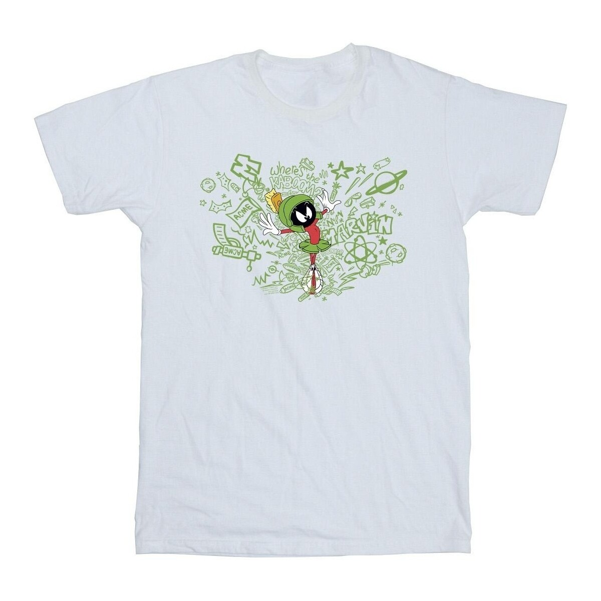 Abbigliamento Bambina T-shirts a maniche lunghe Dessins Animés ACME Doodles Marvin Martian Bianco
