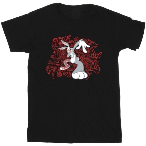 Abbigliamento Bambina T-shirts a maniche lunghe Dessins Animés ACME Doodles Bugs Bunny Nero
