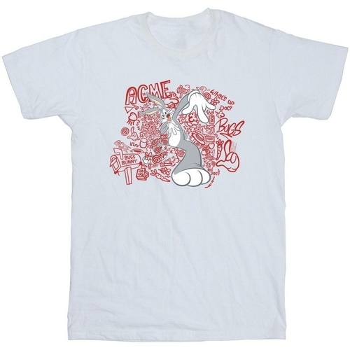 Abbigliamento Bambina T-shirts a maniche lunghe Dessins Animés ACME Doodles Bugs Bunny Bianco