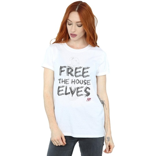 Abbigliamento Donna T-shirts a maniche lunghe Harry Potter Dobby Free The House Elves Bianco