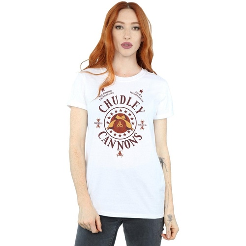 Abbigliamento Donna T-shirts a maniche lunghe Harry Potter Chudley Cannons Logo Bianco