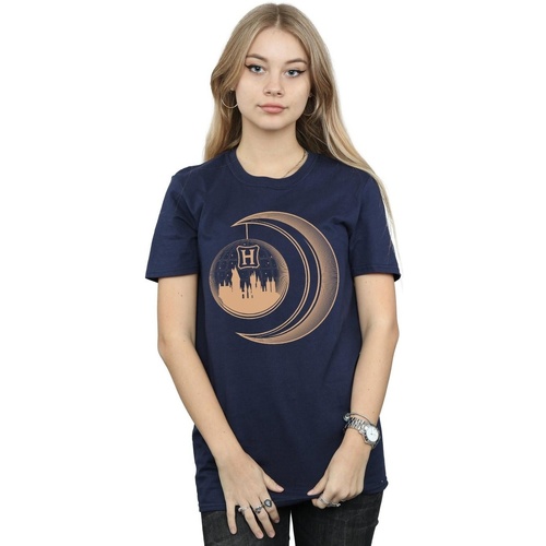 Abbigliamento Donna T-shirts a maniche lunghe Harry Potter Hogwarts Moon Blu