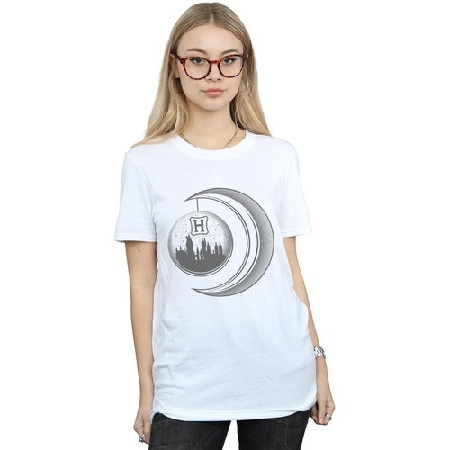 Abbigliamento Donna T-shirts a maniche lunghe Harry Potter Hogwarts Moon Bianco