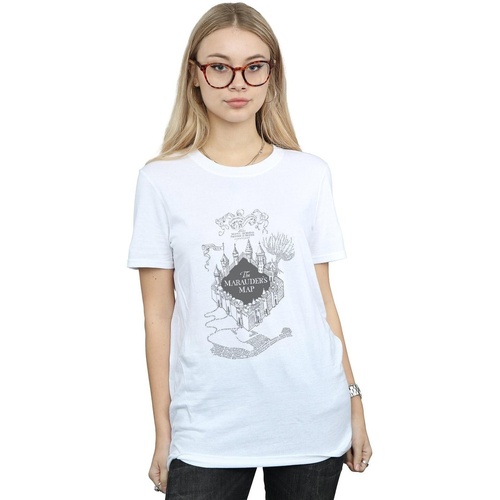 Abbigliamento Donna T-shirts a maniche lunghe Harry Potter The Marauder's Map Bianco