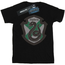 Abbigliamento Donna T-shirts a maniche lunghe Harry Potter Slytherin Crest Flat Nero
