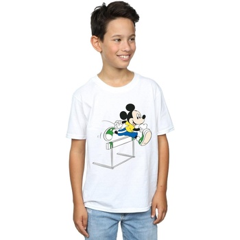 Abbigliamento Bambino T-shirt maniche corte Disney Mickey Mouse Hurdles Bianco
