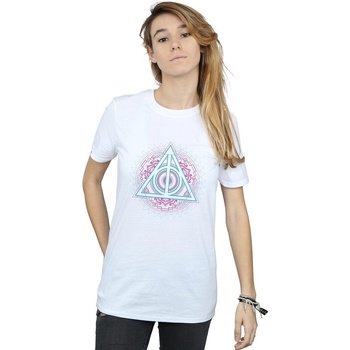 Abbigliamento Donna T-shirts a maniche lunghe Harry Potter Neon Deathly Hallows Bianco