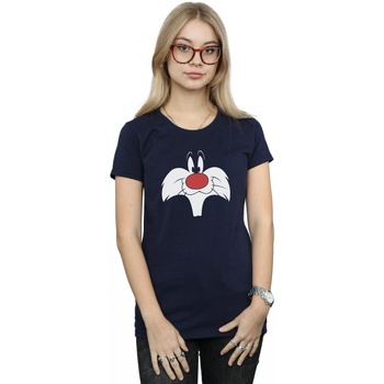 Abbigliamento Donna T-shirts a maniche lunghe Dessins Animés Sylvester Big Face Blu