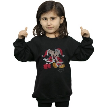 Abbigliamento Bambina Felpe Disney Mickey And Minnie Christmas Kiss Nero