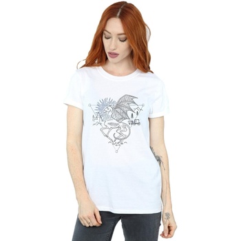 Abbigliamento Donna T-shirts a maniche lunghe Harry Potter Thestral Line Art Bianco
