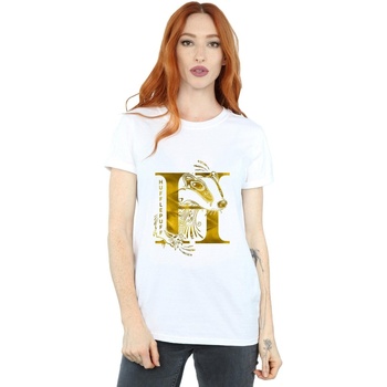 Abbigliamento Donna T-shirts a maniche lunghe Harry Potter Hufflepuff Badger Bianco