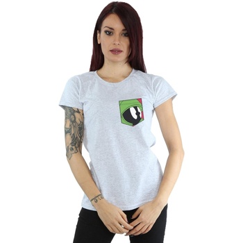 Abbigliamento Donna T-shirts a maniche lunghe Dessins Animés Marvin The Martian Face Faux Pocket Grigio