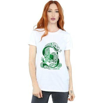 Abbigliamento Donna T-shirts a maniche lunghe Harry Potter Slytherin Snake Bianco