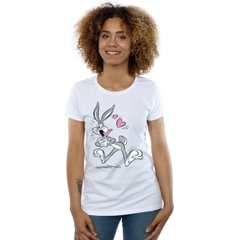 Abbigliamento Donna T-shirts a maniche lunghe Dessins Animés Bugs Bunny In Love Bianco