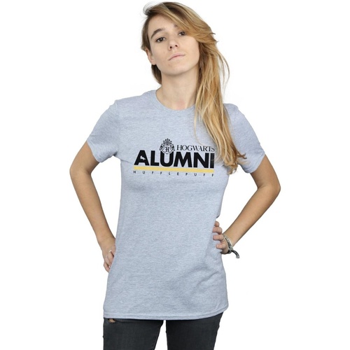 Abbigliamento Donna T-shirts a maniche lunghe Harry Potter Hogwarts Alumni Hufflepuff Grigio