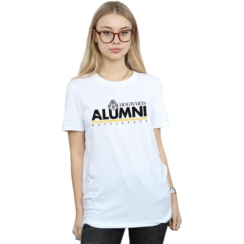 Abbigliamento Donna T-shirts a maniche lunghe Harry Potter Hogwarts Alumni Hufflepuff Bianco