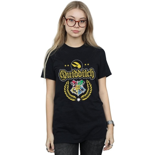 Abbigliamento Donna T-shirts a maniche lunghe Harry Potter Quidditch Crest Nero