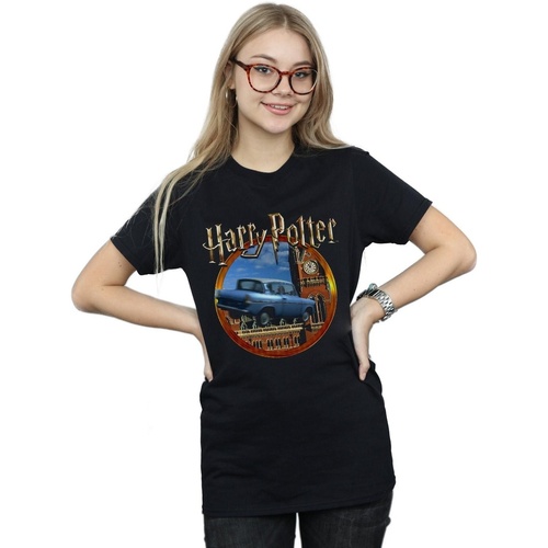 Abbigliamento Donna T-shirts a maniche lunghe Harry Potter Flying Car Nero
