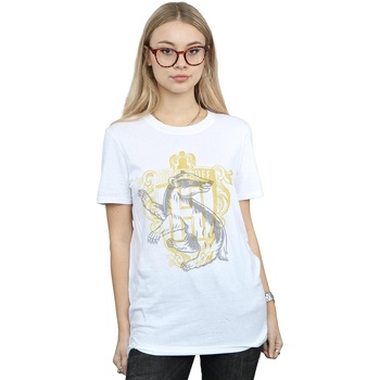 Abbigliamento Donna T-shirts a maniche lunghe Harry Potter Hufflepuff Badger Crest Bianco