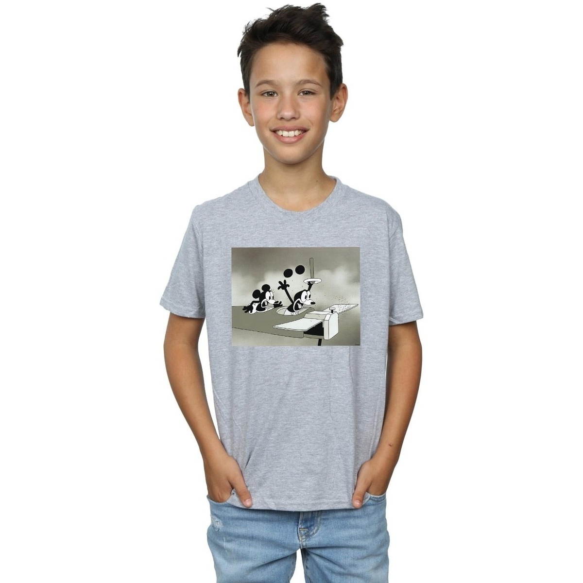 Abbigliamento Bambino T-shirt maniche corte Disney Mickey Mouse Crazy Pilot Grigio
