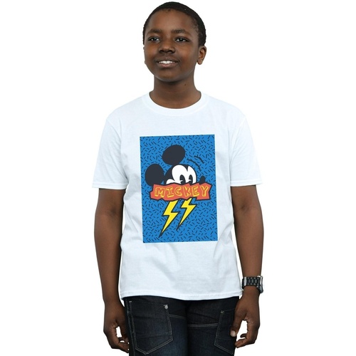 Abbigliamento Bambino T-shirt maniche corte Disney Mickey Mouse 90s Flash Bianco