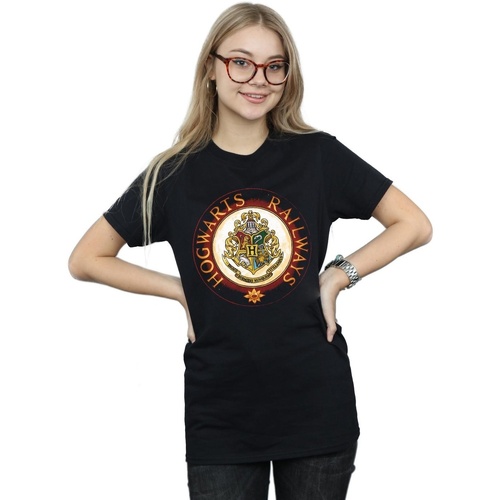 Abbigliamento Donna T-shirts a maniche lunghe Harry Potter Hogwarts Rail Nero