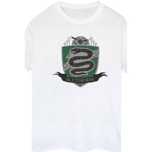 Abbigliamento Donna T-shirts a maniche lunghe Harry Potter Slytherin Chest Badge Bianco