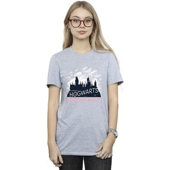 Abbigliamento Donna T-shirts a maniche lunghe Harry Potter Hogwarts Christmas Grigio