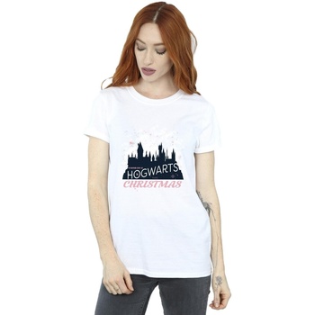 Abbigliamento Donna T-shirts a maniche lunghe Harry Potter Hogwarts Christmas Bianco