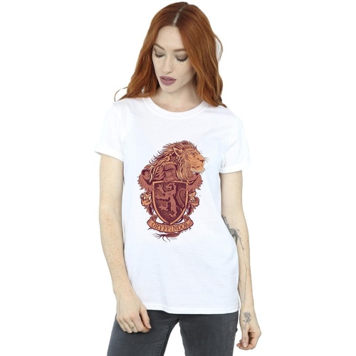 Abbigliamento Donna T-shirts a maniche lunghe Harry Potter Gryffindor Sketch Crest Bianco