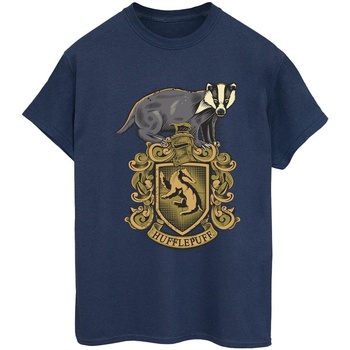 Abbigliamento Donna T-shirts a maniche lunghe Harry Potter Hufflepuff Sketch Crest Blu
