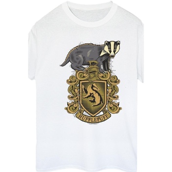 Abbigliamento Donna T-shirts a maniche lunghe Harry Potter Hufflepuff Sketch Crest Bianco