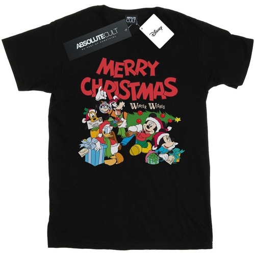 Abbigliamento Bambino T-shirt maniche corte Disney Mickey And Friends Winter Wishes Nero