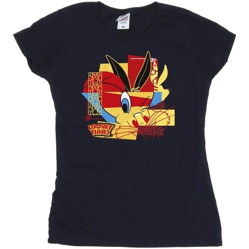 Abbigliamento Donna T-shirts a maniche lunghe Dessins Animés Tweeday Rabbit New Year Blu