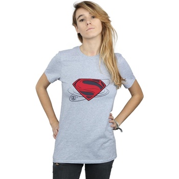 Abbigliamento Donna T-shirts a maniche lunghe Dc Comics Justice League Movie Superman Logo Grigio
