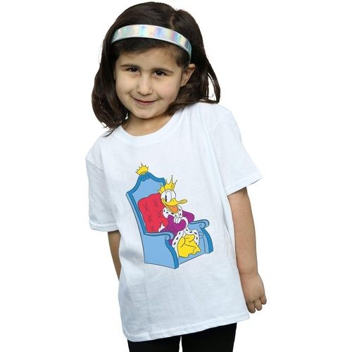 Abbigliamento Bambina T-shirts a maniche lunghe Disney Donald Duck King Donald Bianco