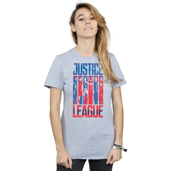 Abbigliamento Donna T-shirts a maniche lunghe Dc Comics Justice League Movie Team Flag Grigio