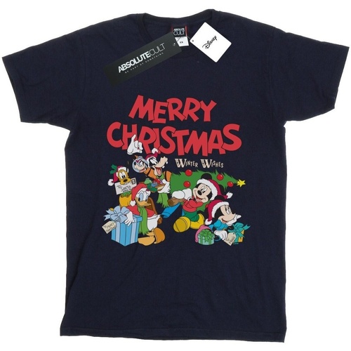 Abbigliamento Bambina T-shirts a maniche lunghe Disney Mickey And Friends Winter Wishes Blu