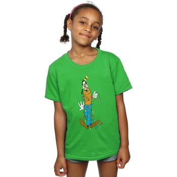 Abbigliamento Bambina T-shirts a maniche lunghe Disney Goofy Christmas Lights Verde