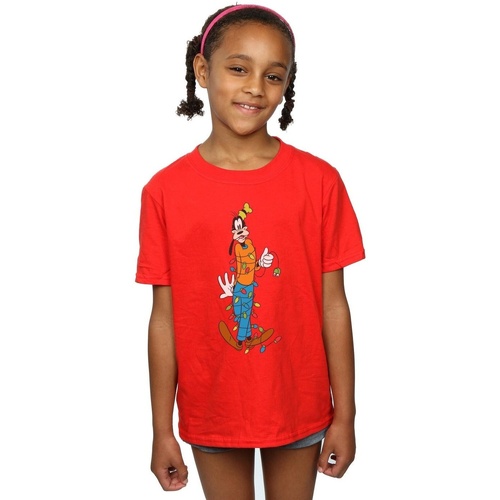 Abbigliamento Bambina T-shirts a maniche lunghe Disney Goofy Christmas Lights Rosso