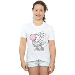 Abbigliamento Bambina T-shirts a maniche lunghe Disney Minnie Mouse Gum Bubble Bianco