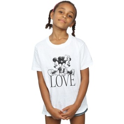Abbigliamento Bambina T-shirts a maniche lunghe Disney Mickey And Minnie Mouse Love Bianco