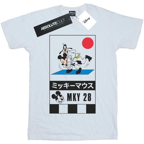 Abbigliamento Bambina T-shirts a maniche lunghe Disney Mickey And Goofy Karate Bianco