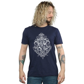 Abbigliamento Uomo T-shirts a maniche lunghe Harry Potter Hogwarts Draco Dormiens Crest Blu