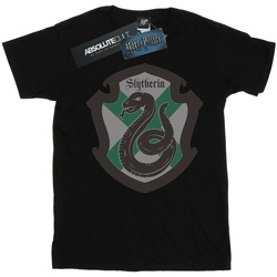 Abbigliamento Uomo T-shirts a maniche lunghe Harry Potter Slytherin Crest Flat Nero