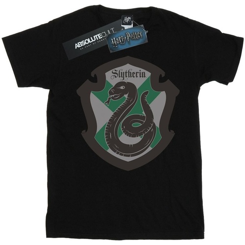 Abbigliamento Uomo T-shirts a maniche lunghe Harry Potter Slytherin Crest Flat Nero