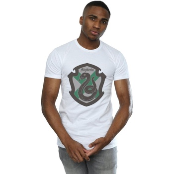 Abbigliamento Uomo T-shirts a maniche lunghe Harry Potter Slytherin Crest Flat Bianco