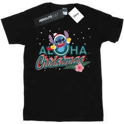 Abbigliamento Donna T-shirts a maniche lunghe Disney Lilo And Stitch Aloha Christmas Nero