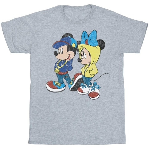 Abbigliamento Bambina T-shirts a maniche lunghe Disney Mickey And Minnie Mouse Pose Grigio