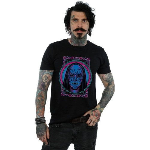 Abbigliamento Uomo T-shirts a maniche lunghe Harry Potter Neon Death Eater Mask Nero